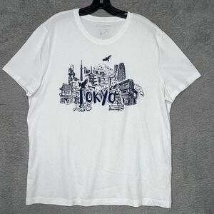 Banana Republic Tokyo Eco T Shirt Men's Sz XL White Skyline Guatemala Made Tee